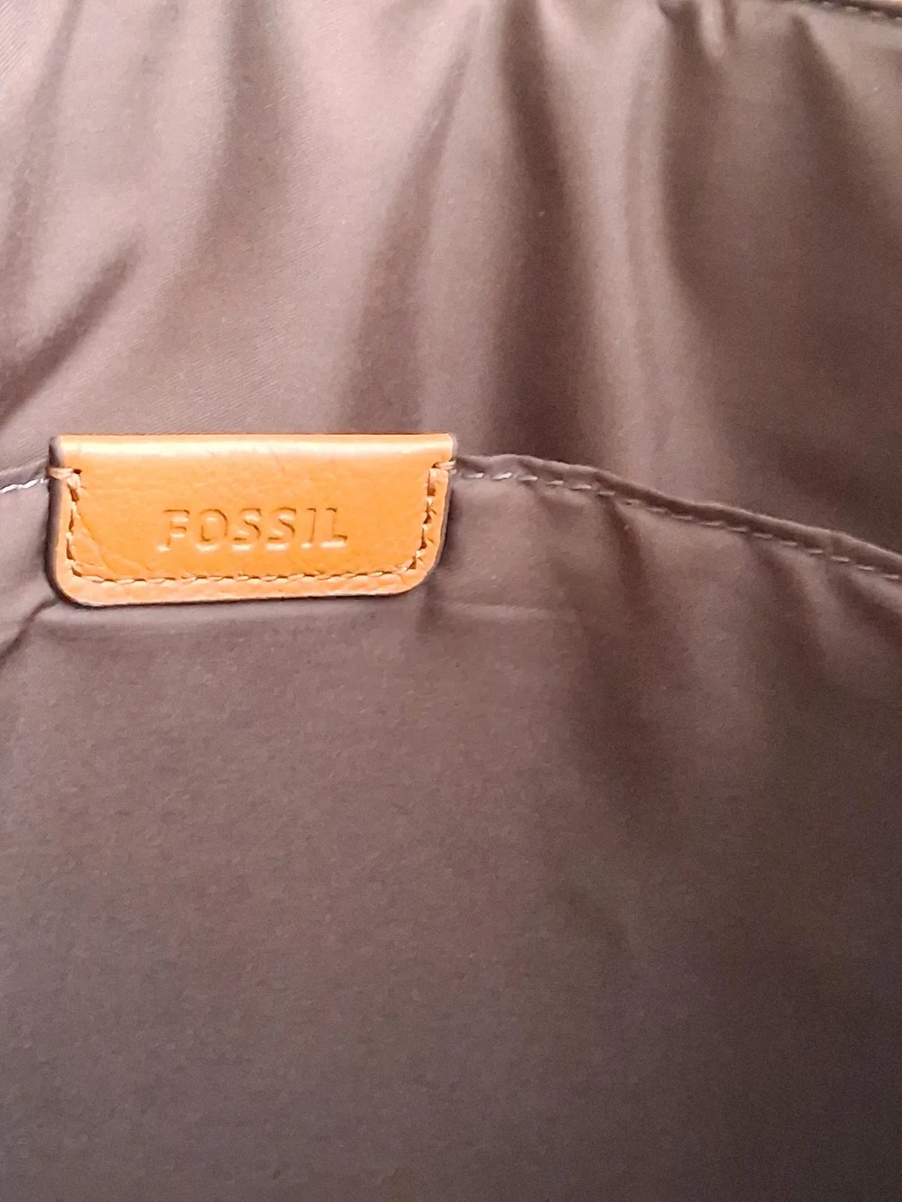 Fossil Cognac Leather Messenger Bag with Dark Brown Strap